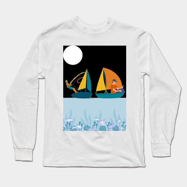 go on a fishing trip Long Sleeve T-Shirt by Ahmed izem